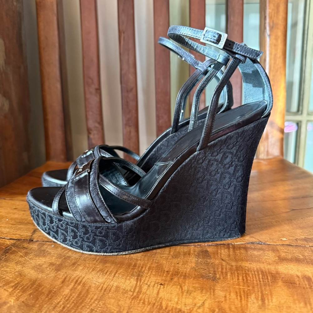 Christian Dior Diorissimo Oblique Platform Wedge Heels – Galliano Era – EU 37.5 - Picture 9 of 16